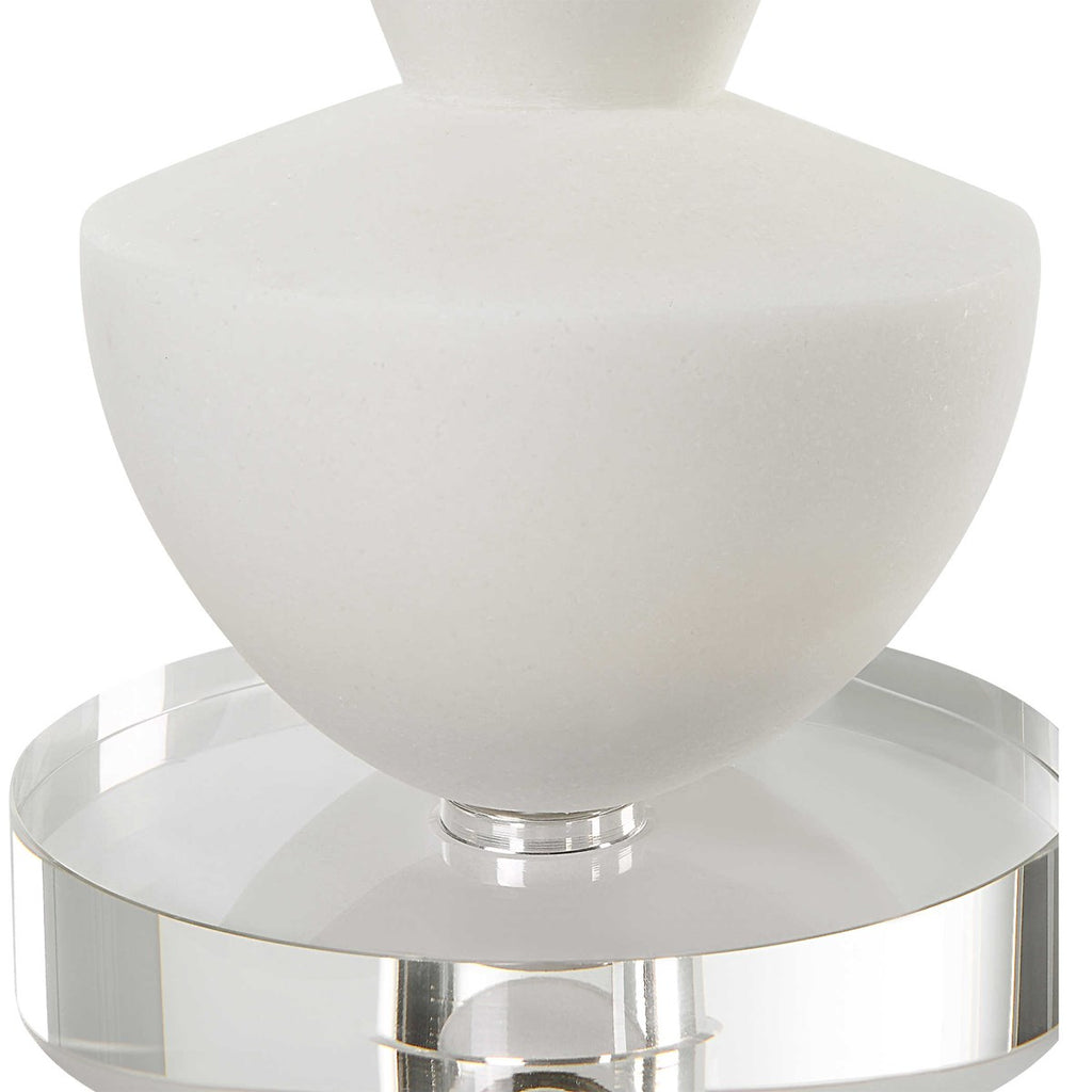 Lido White Stone Candleholders, Set of 2 - Bombay Mercantile