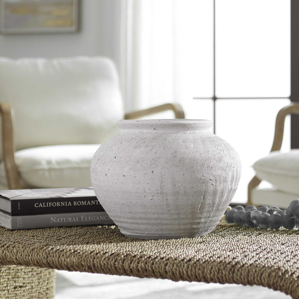 Floreana Round White Vase - Bombay Mercantile