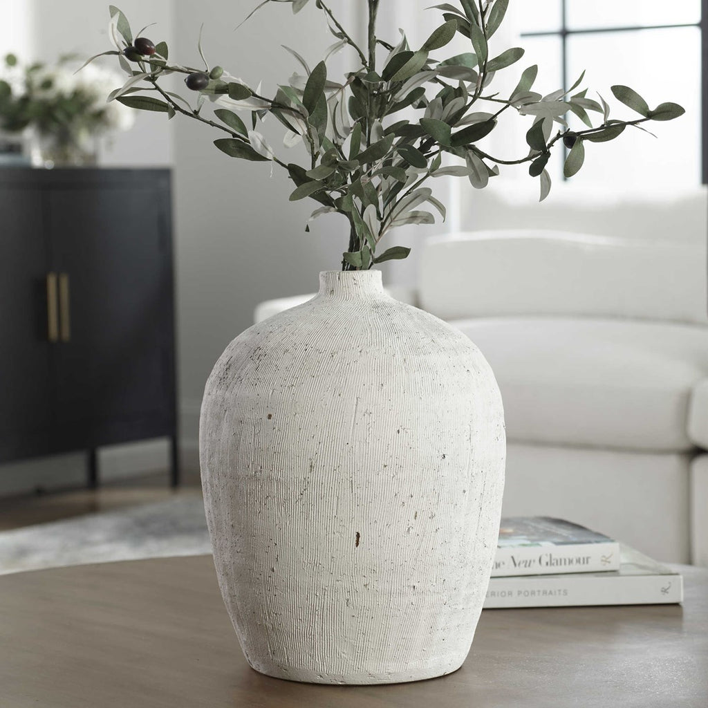 Floreana Medium White Vase - Bombay Mercantile