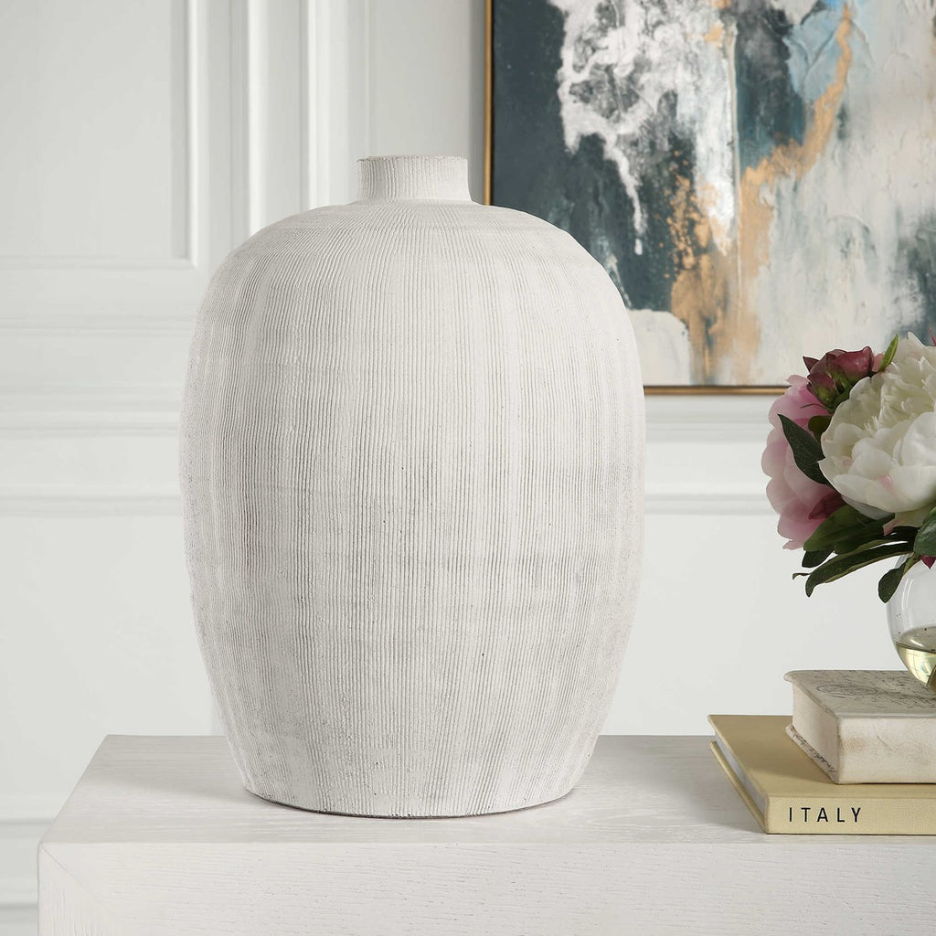 Floreana Medium White Vase - Bombay Mercantile