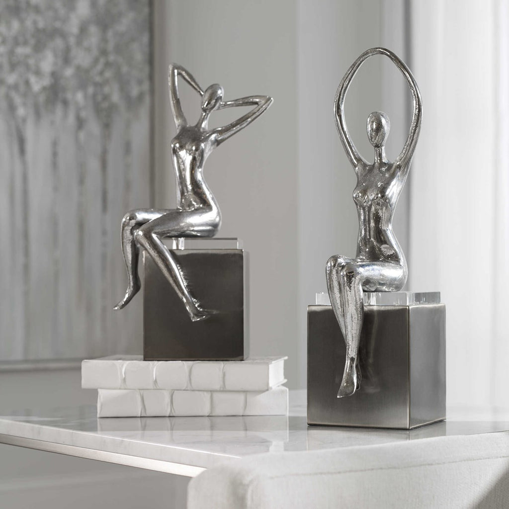 Jaylene Silver Sculptures, Set of 2 - Bombay Mercantile