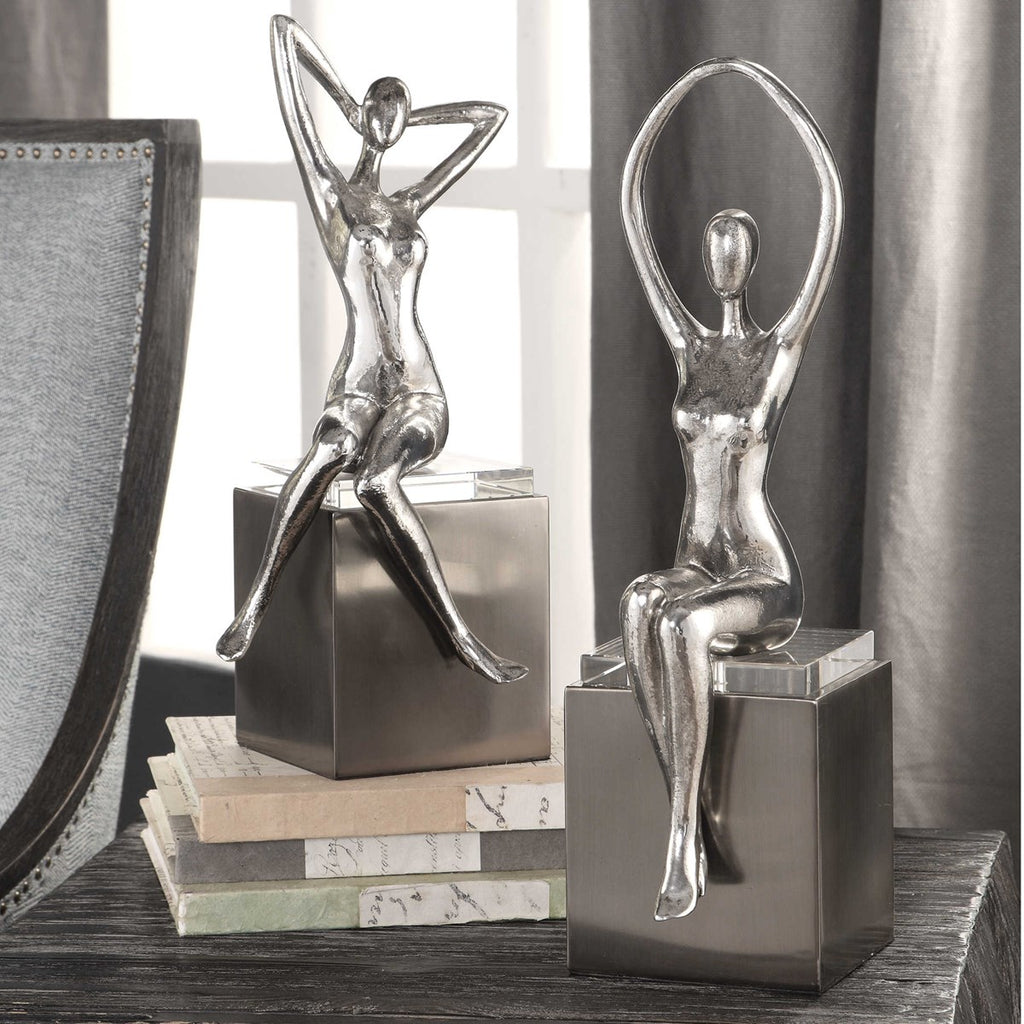 Jaylene Silver Sculptures, Set of 2 - Bombay Mercantile