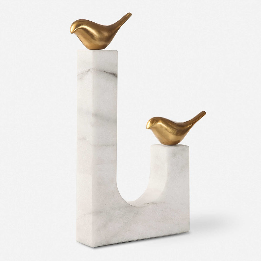 Songbirds Brass Sculpture - Bombay Mercantile