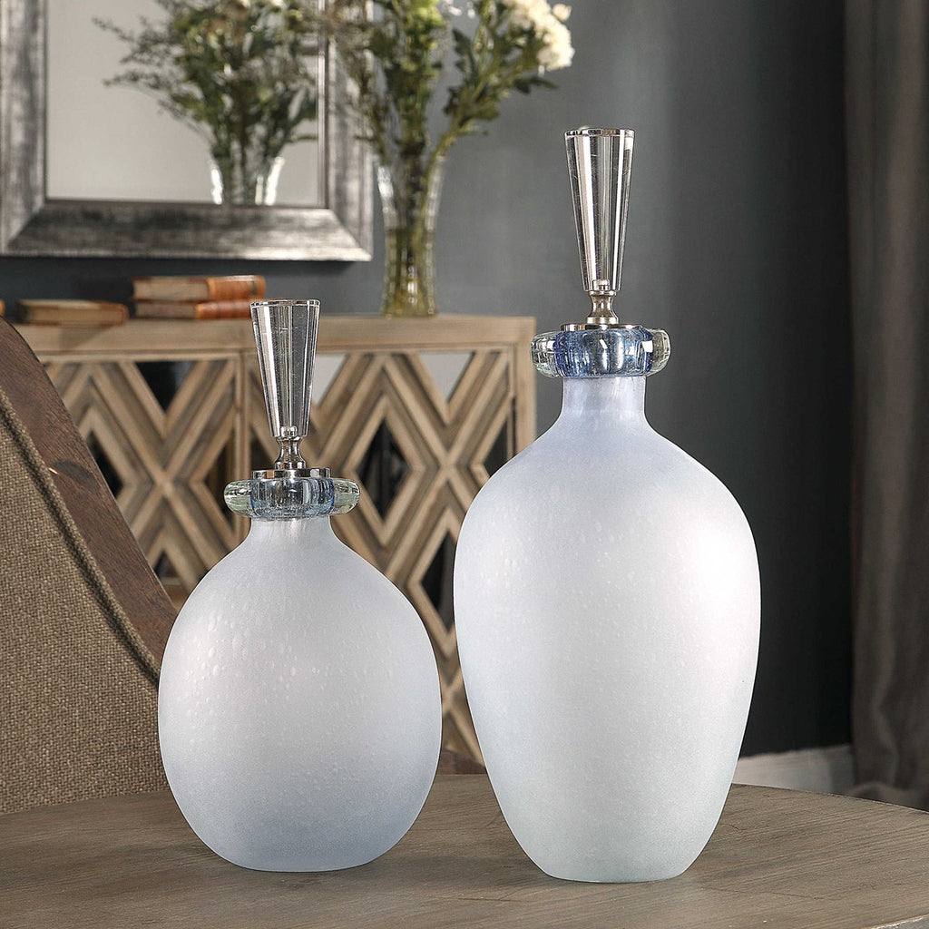 Leah Bubble Glass Containers Set of 2 - Bombay Mercantile