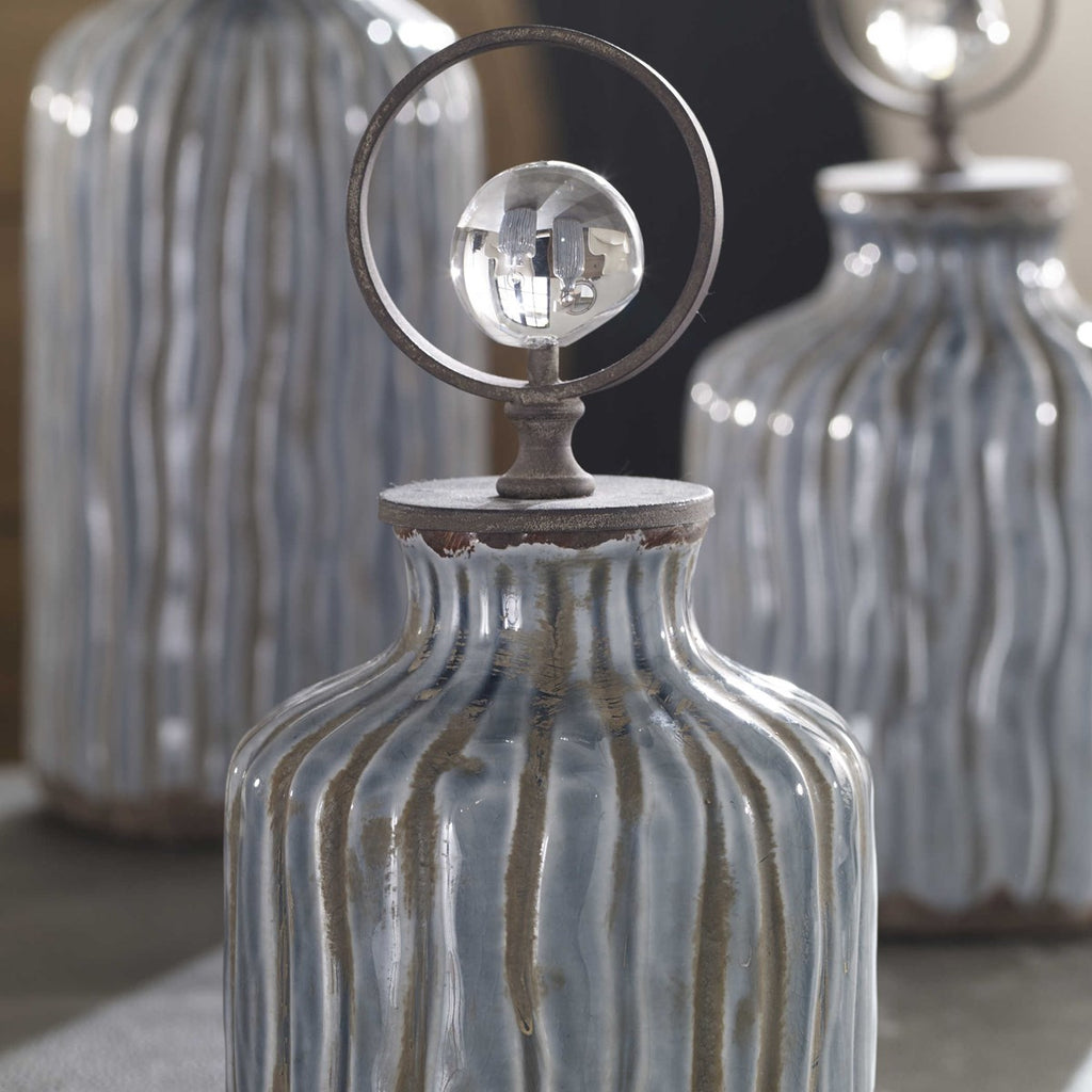 Mathias Grey-Blue Vessels, Set of 3 - Bombay Mercantile