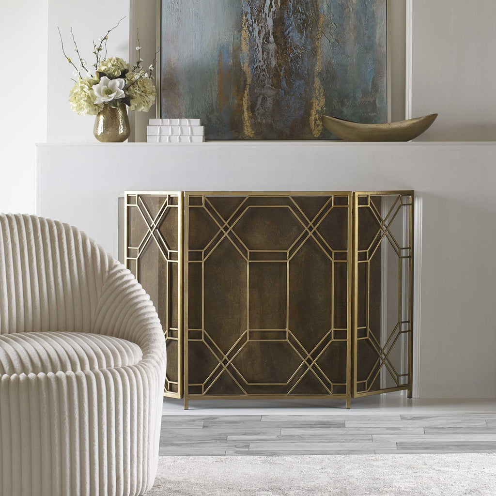 Rosen Gold Fireplace Screen - Bombay Mercantile