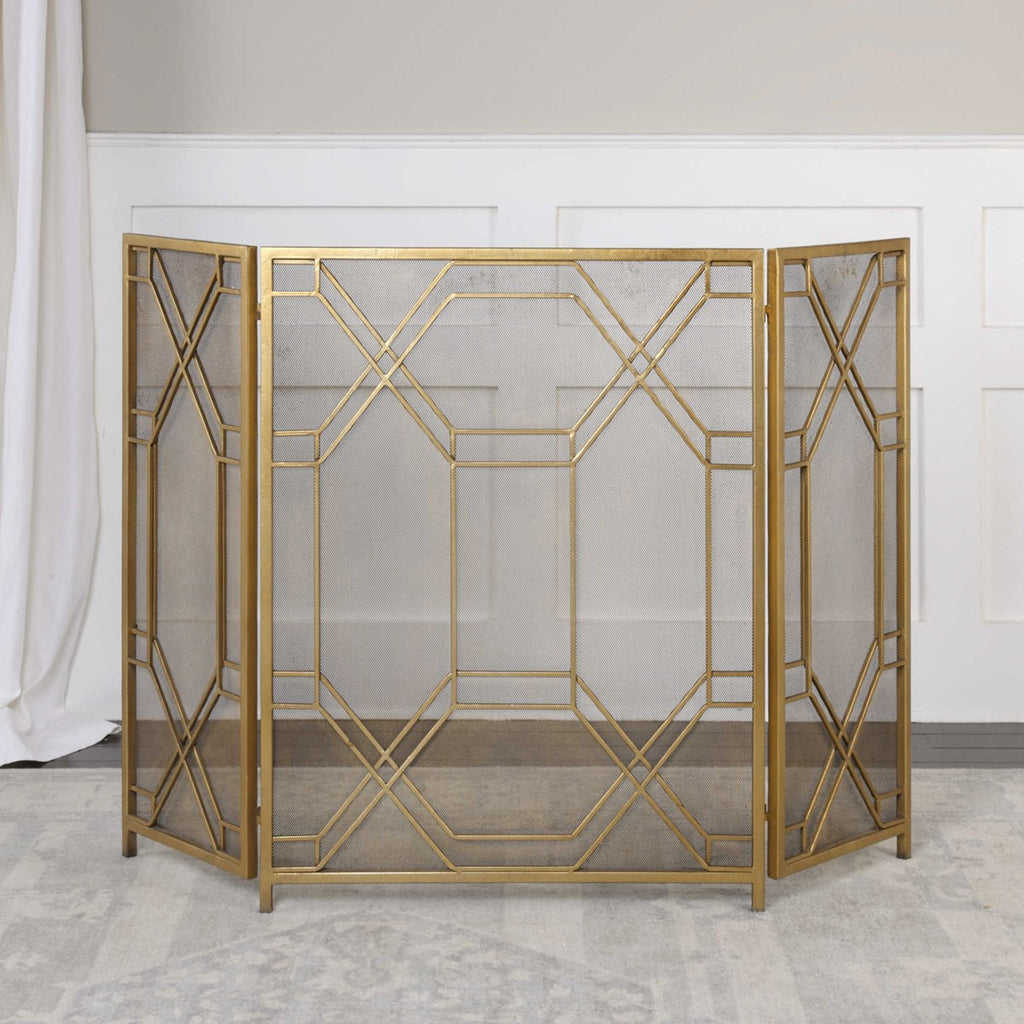 Rosen Gold Fireplace Screen - Bombay Mercantile