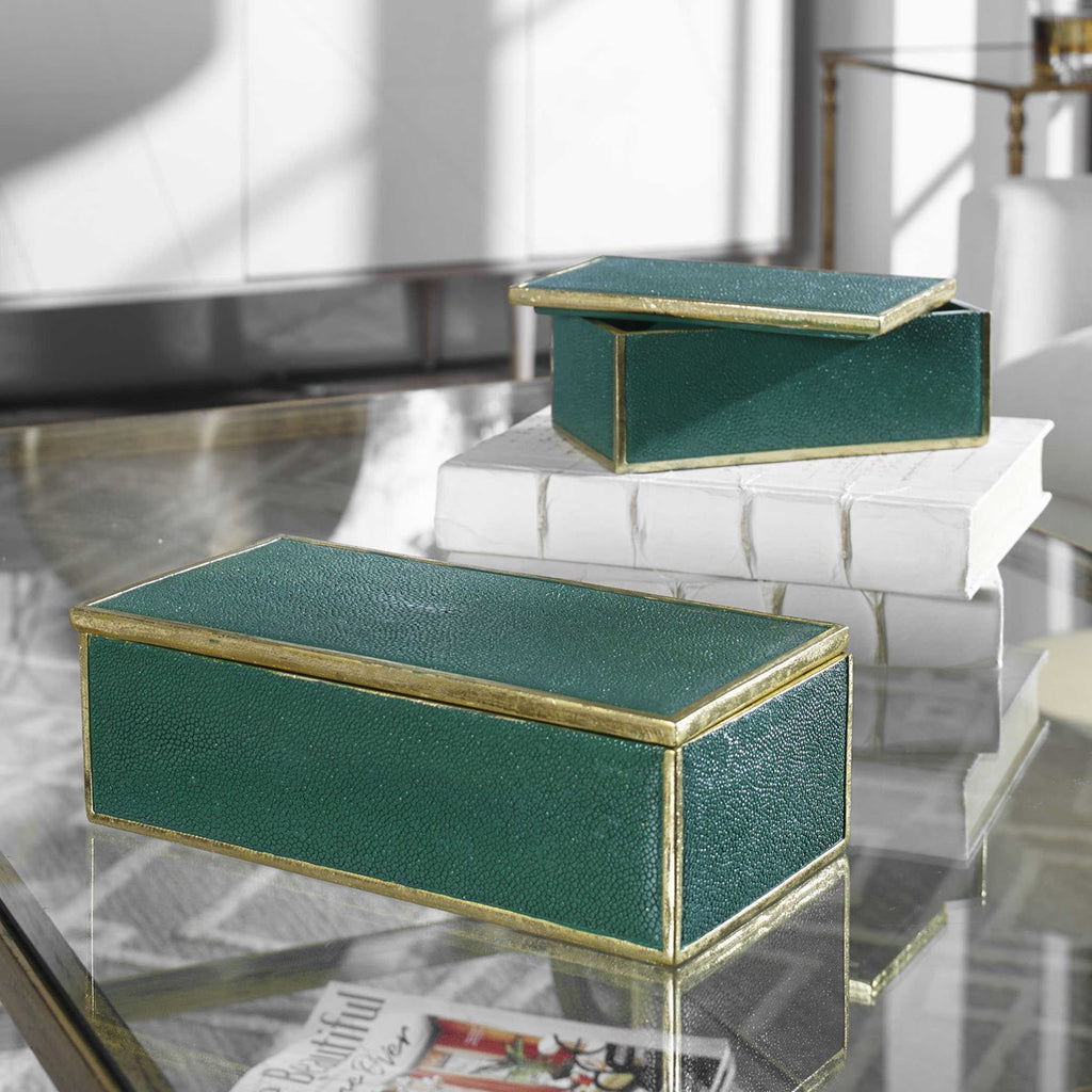 Karis Emerald Green Boxes Set of 2 - Bombay Mercantile