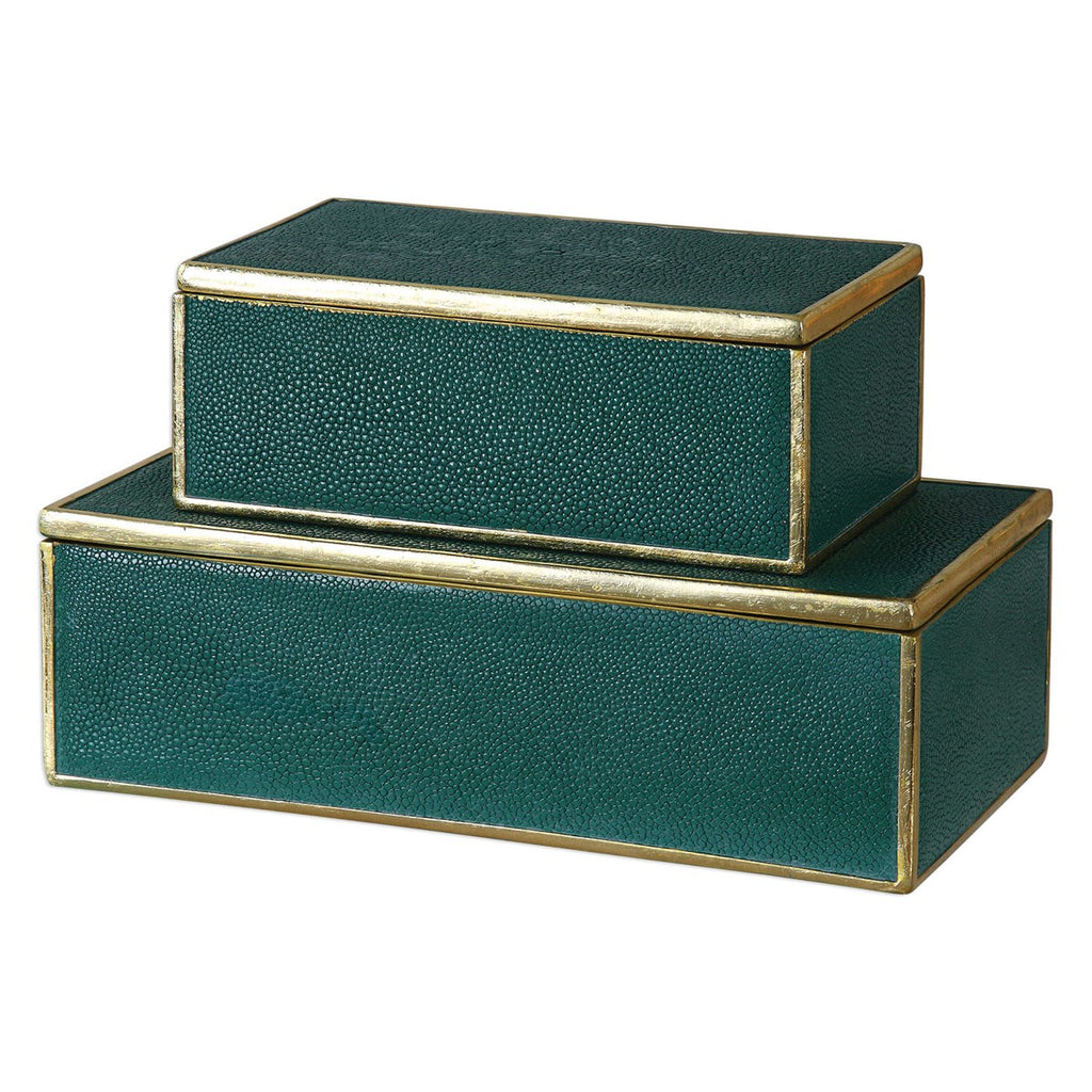 Karis Emerald Green Boxes Set of 2 - Bombay Mercantile