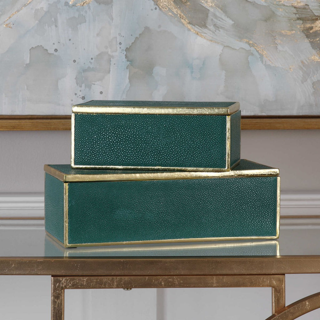 Karis Emerald Green Boxes Set of 2 - Bombay Mercantile