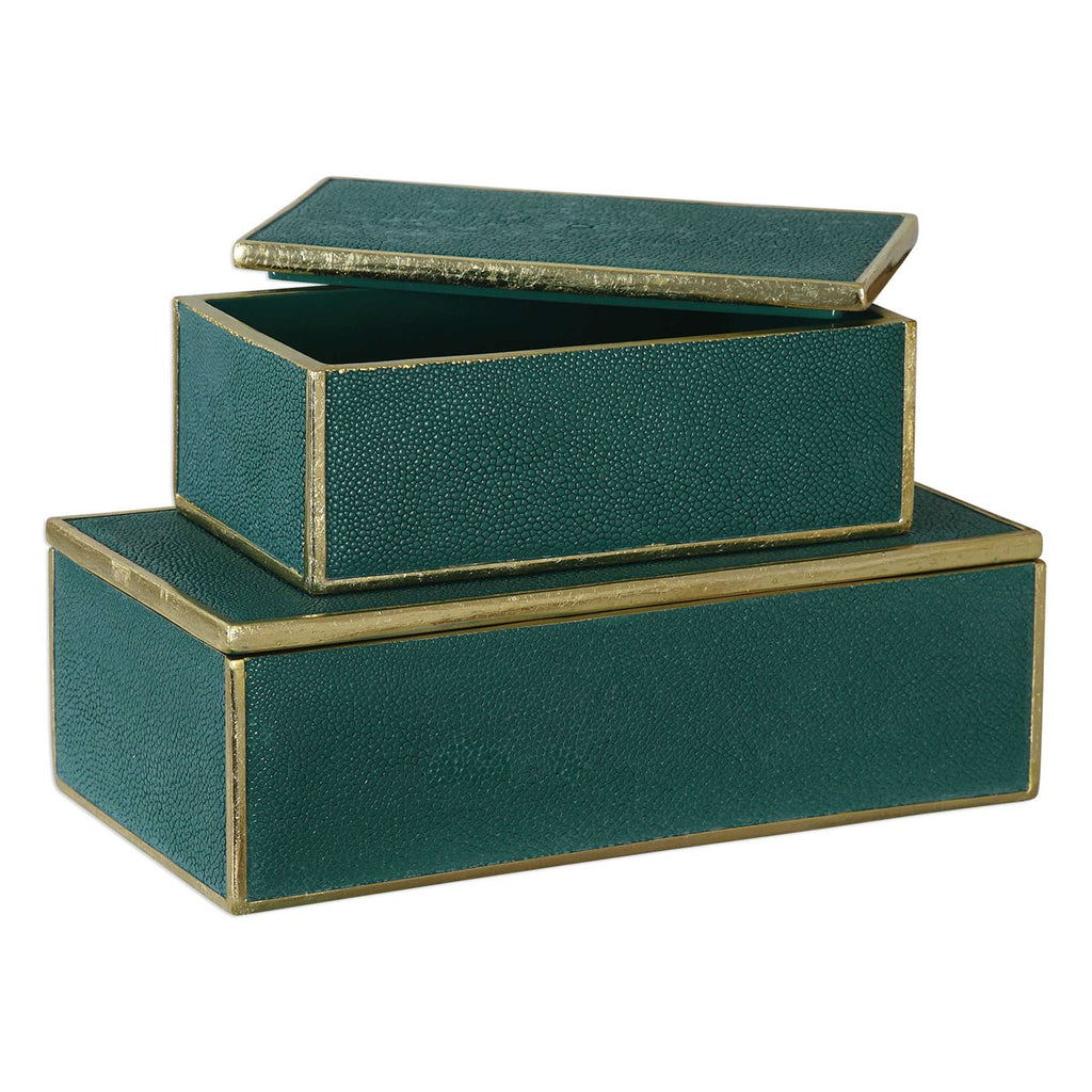 Karis Emerald Green Boxes Set of 2 - Bombay Mercantile