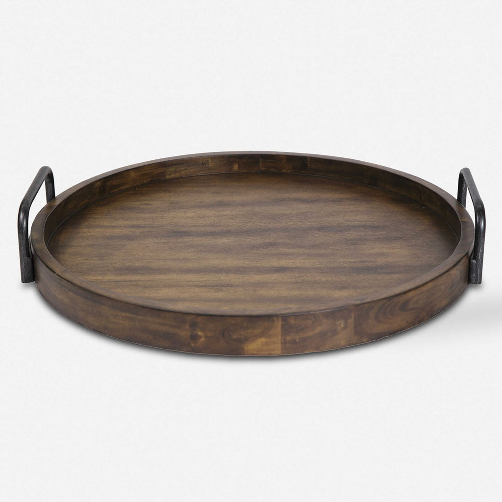 Reine Round Wooden Tray - Bombay Mercantile