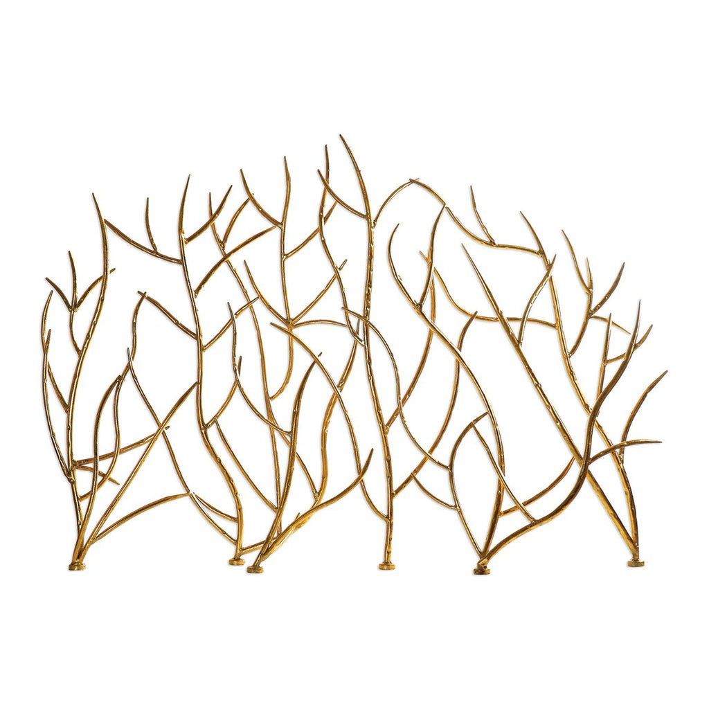 Gold Branches Decorative Fireplace Screen - Bombay Mercantile