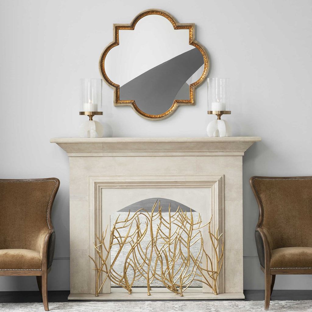 Gold Branches Decorative Fireplace Screen - Bombay Mercantile