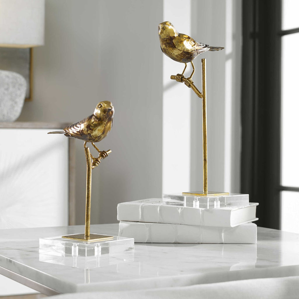 Passerines Bird Sculptures Set of 2 - Bombay Mercantile