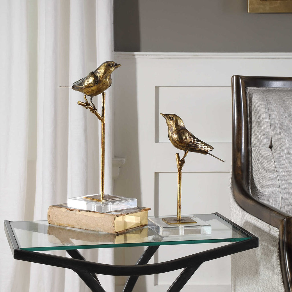 Passerines Bird Sculptures Set of 2 - Bombay Mercantile