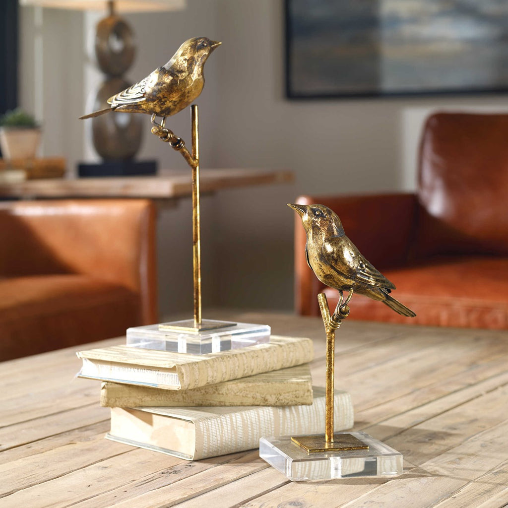 Passerines Bird Sculptures Set of 2 - Bombay Mercantile