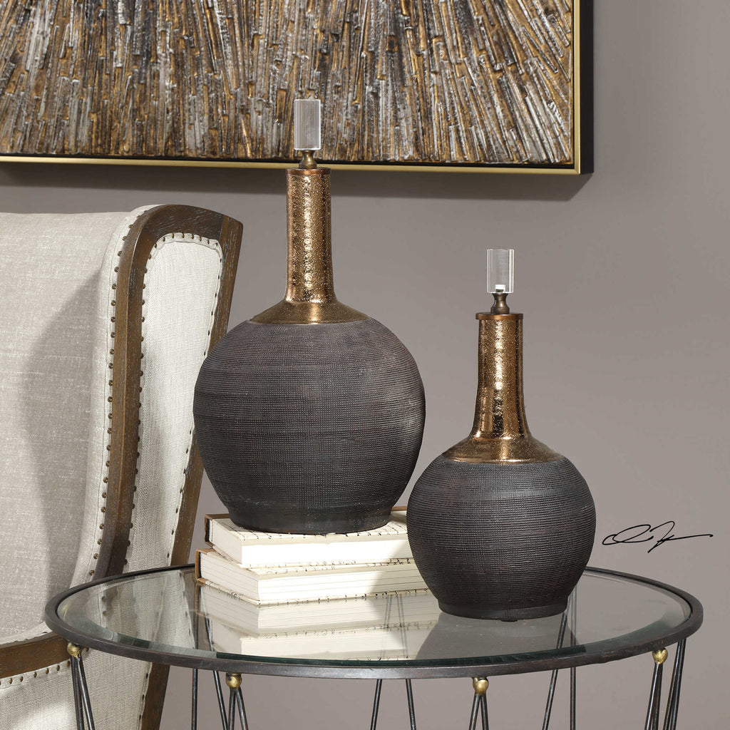 Arnav Matte Black Bottles, Set of 2 - Bombay Mercantile