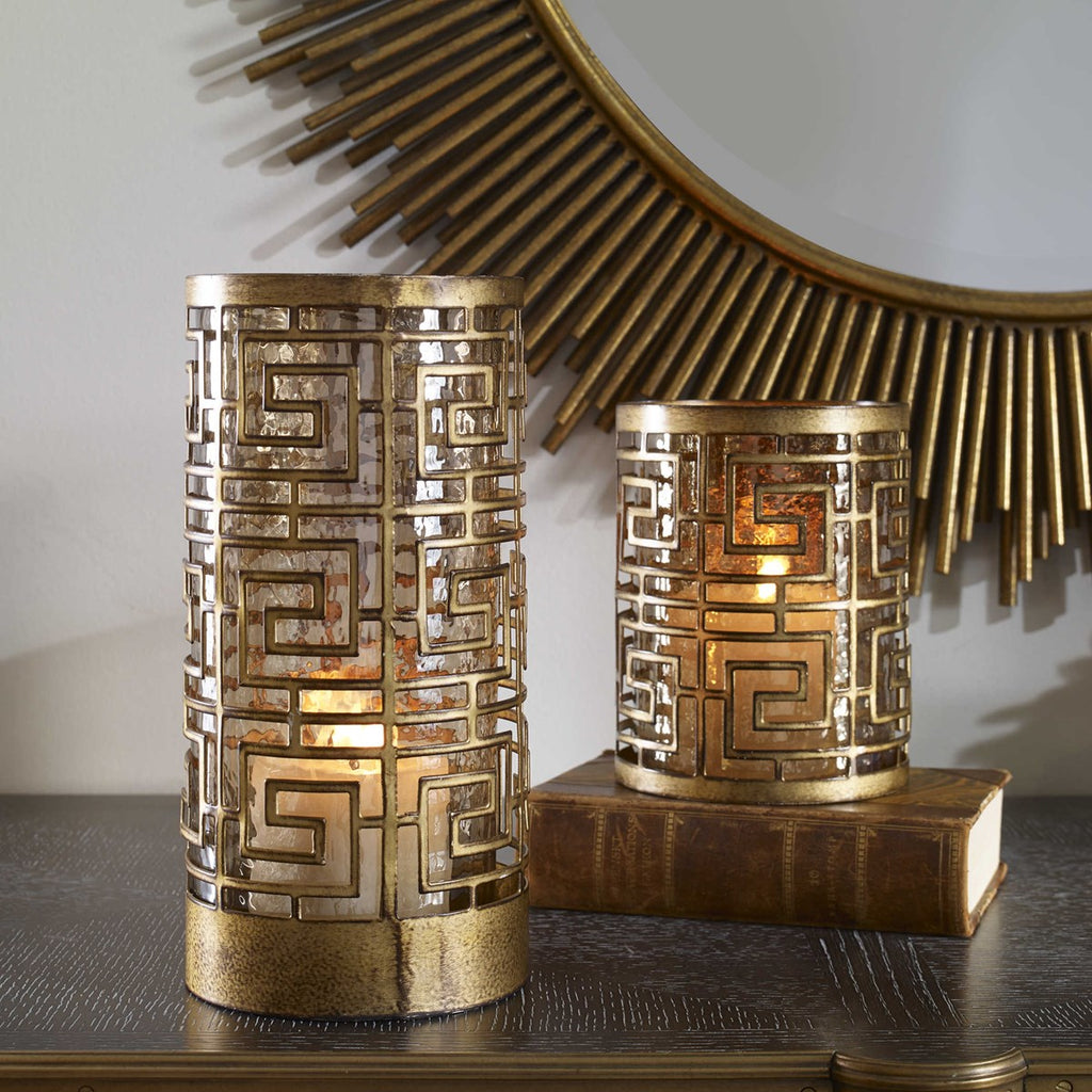 Ruhi Hurricane Candleholders, Set of 2 - Bombay Mercantile