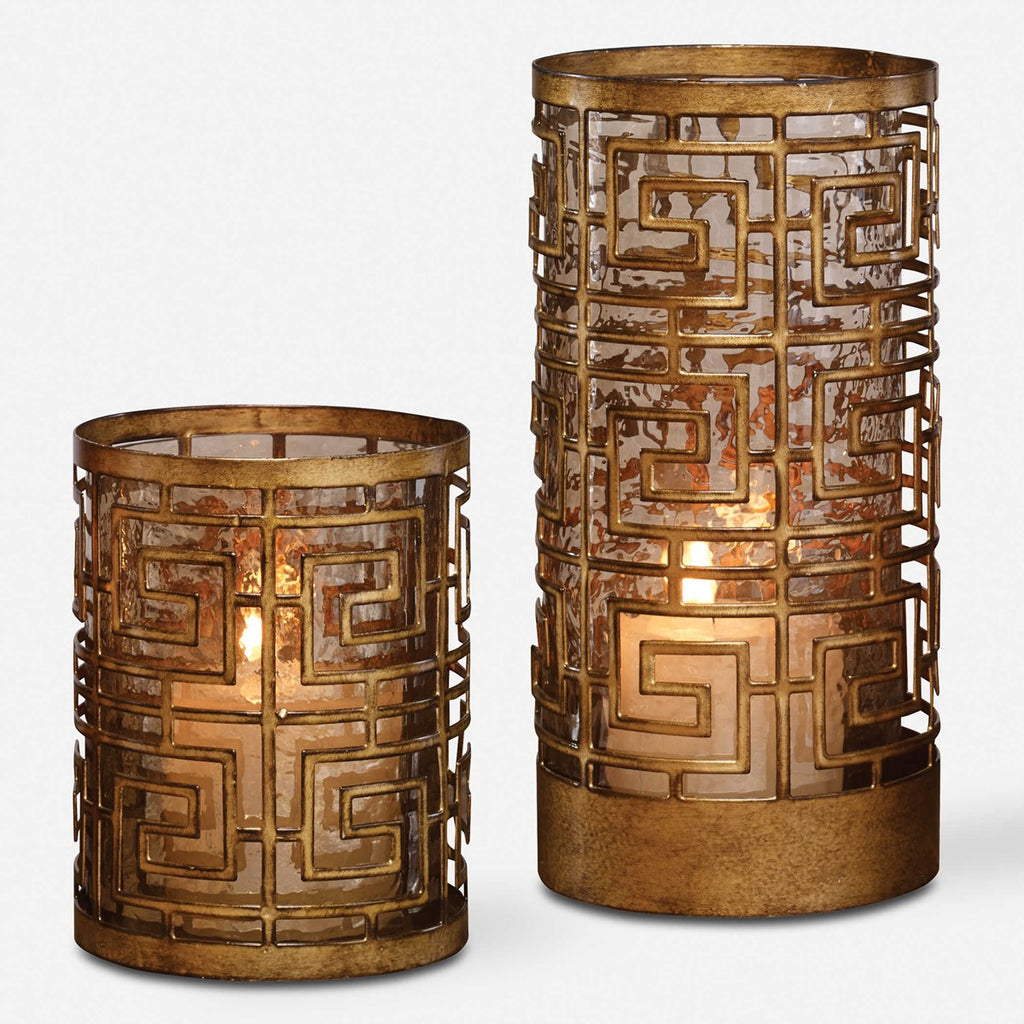 Ruhi Hurricane Candleholders, Set of 2 - Bombay Mercantile