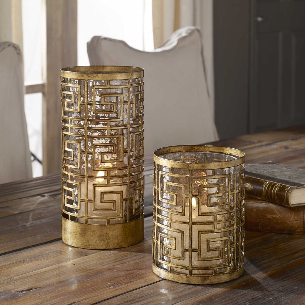 Ruhi Hurricane Candleholders, Set of 2 - Bombay Mercantile