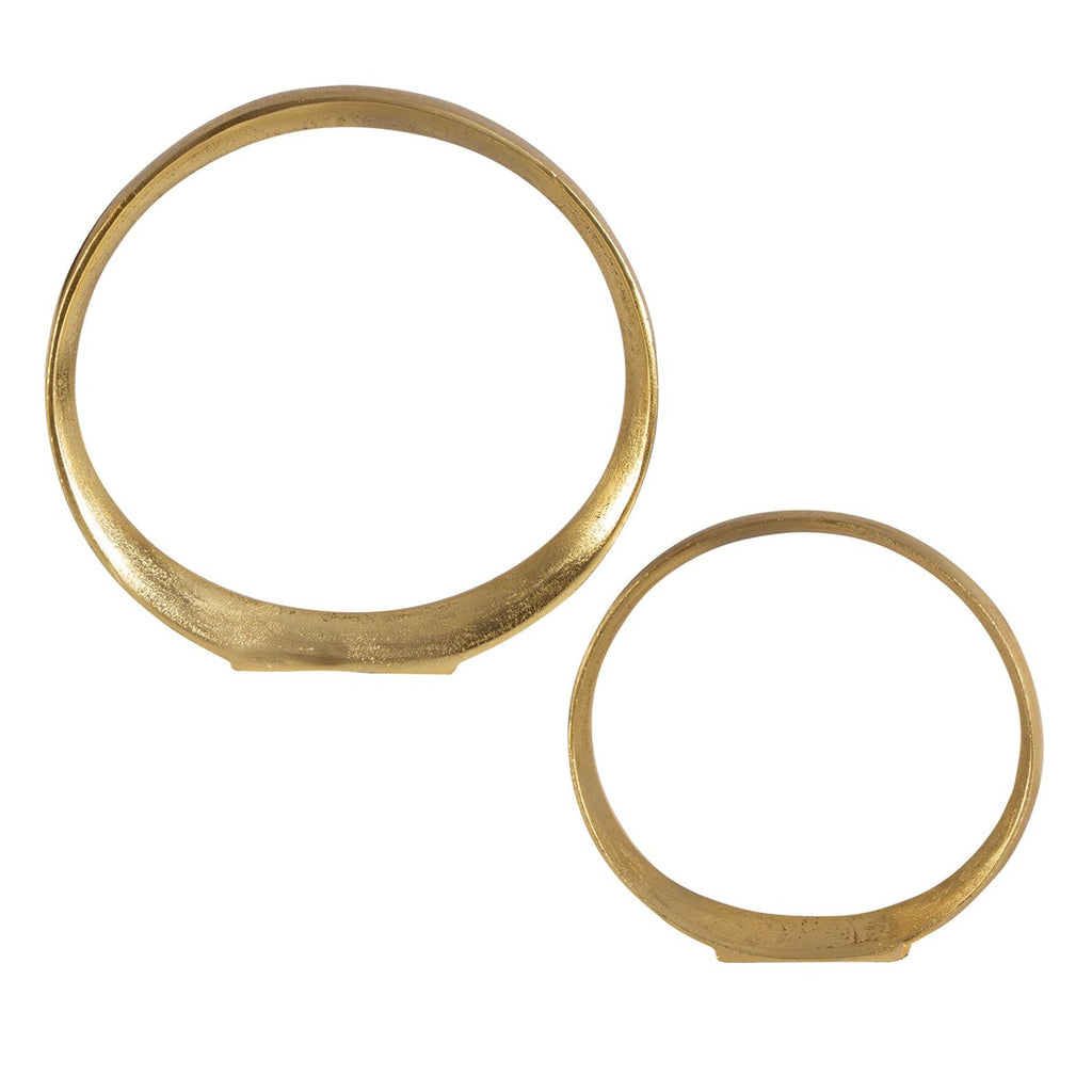 Jimena Gold Ring Sculptures Set of 2 - Bombay Mercantile