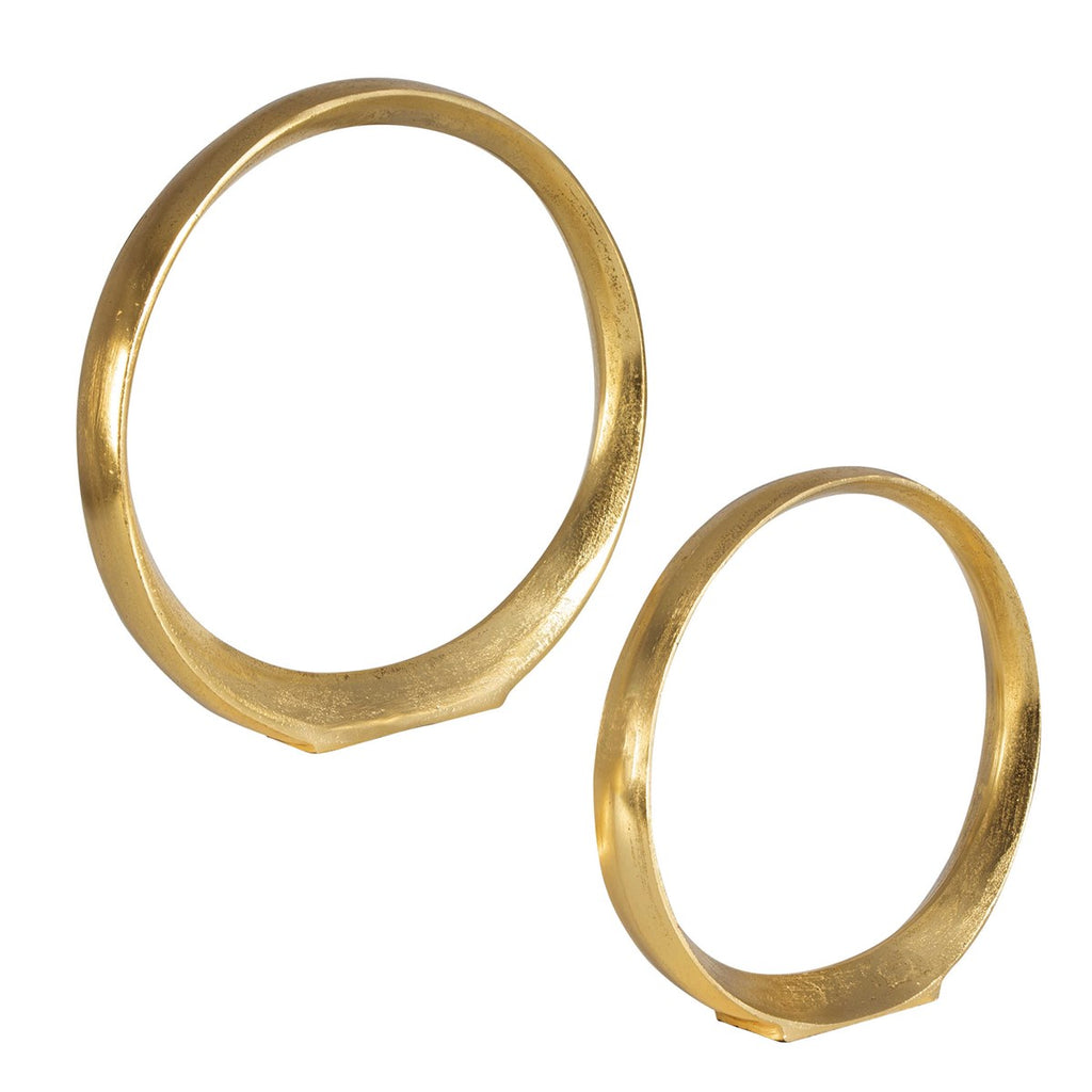 Jimena Gold Ring Sculptures Set of 2 - Bombay Mercantile
