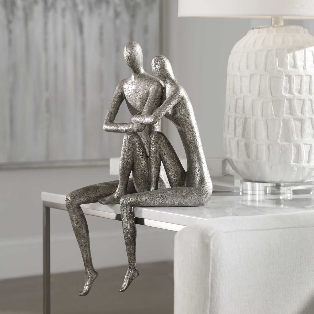 Courtship Antique Nickel Figurine - Bombay Mercantile