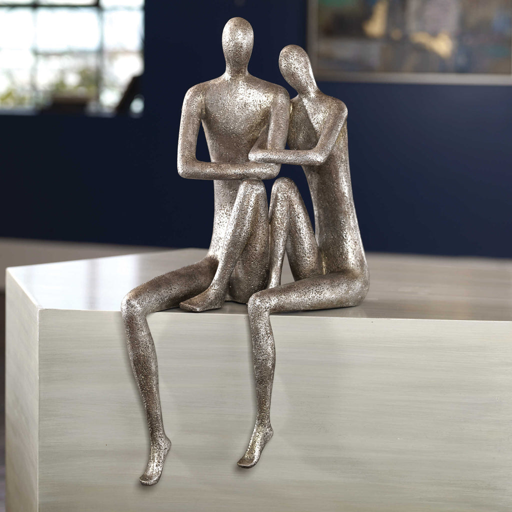 Courtship Antique Nickel Figurine - Bombay Mercantile