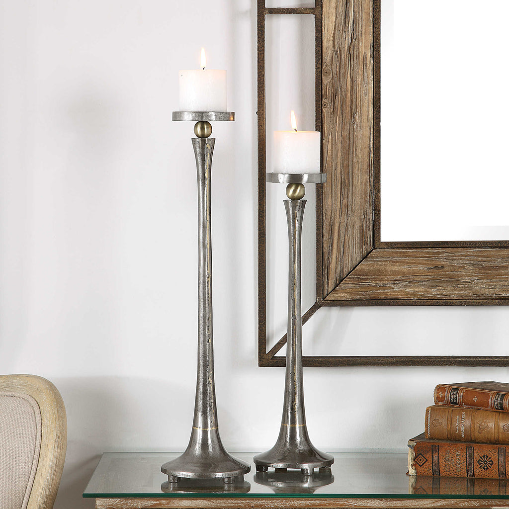 Aliso Cast Iron Candleholders Set of 2 - Bombay Mercantile