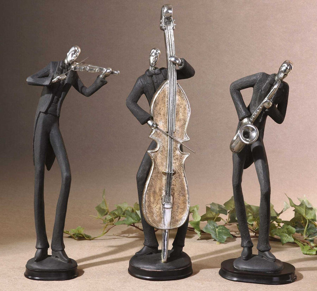 Musicians Decorative Figurines, Set of 3 - Bombay Mercantile