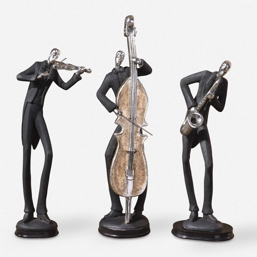 Musicians Decorative Figurines, Set of 3 - Bombay Mercantile