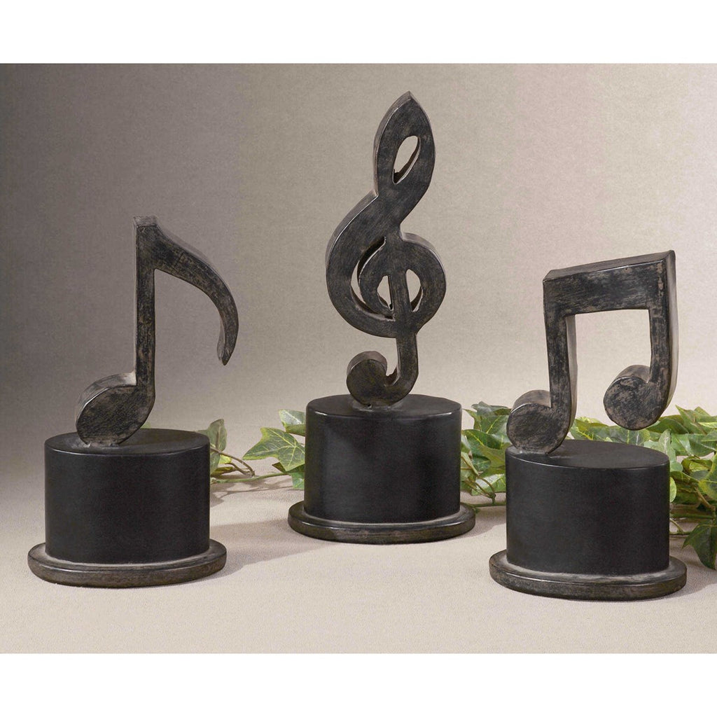 Music Notes Metal Figurines, Set of 3 - Bombay Mercantile