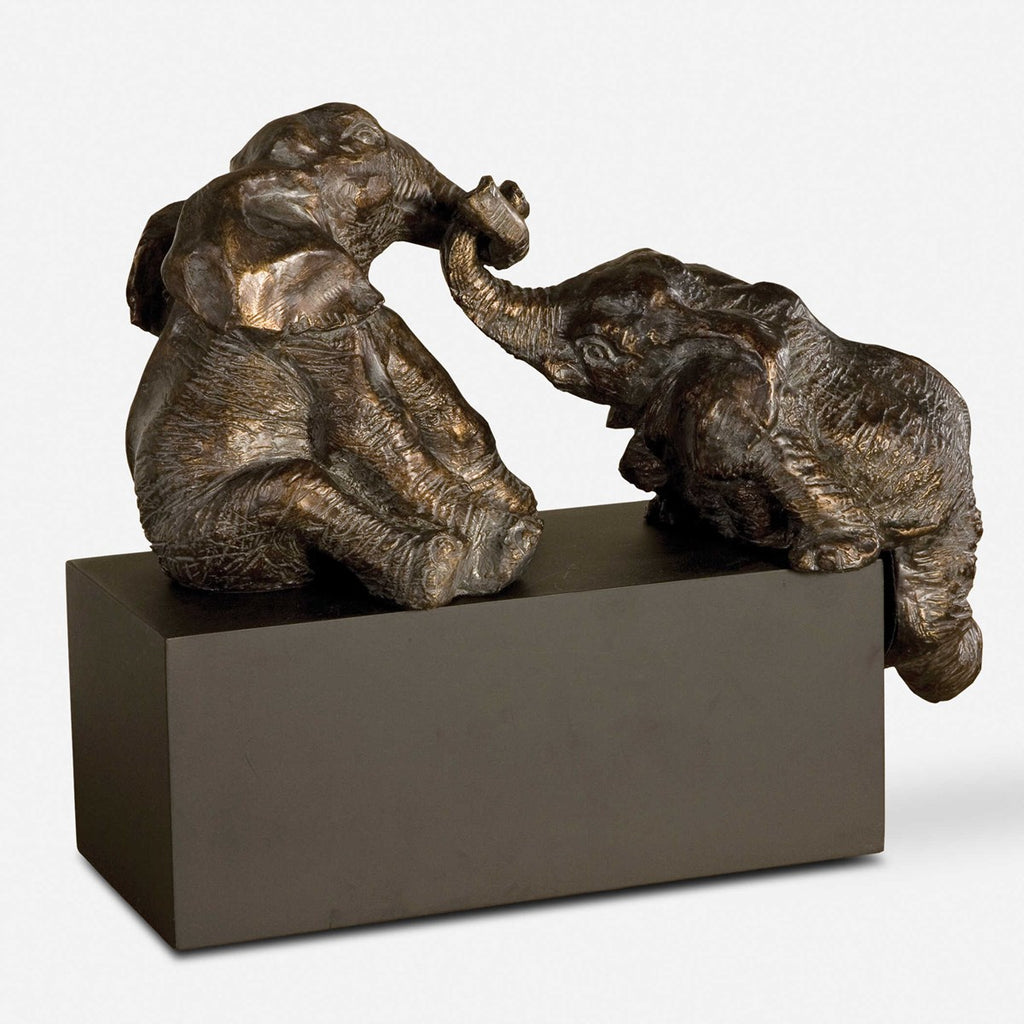 Playful Pachyderms Bronze Figurines - Bombay Mercantile