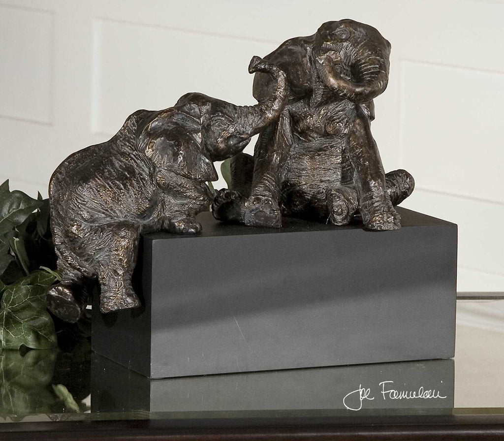 Playful Pachyderms Bronze Figurines - Bombay Mercantile