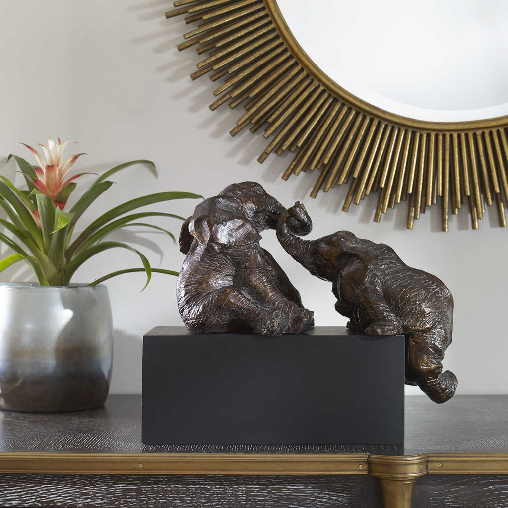 Playful Pachyderms Bronze Figurines - Bombay Mercantile