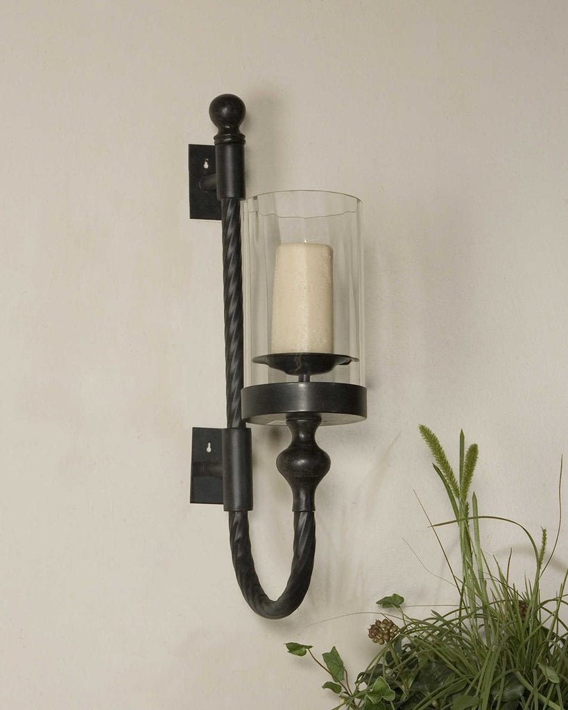 Garvin Twist Metal Sconce With Candle - Bombay Mercantile