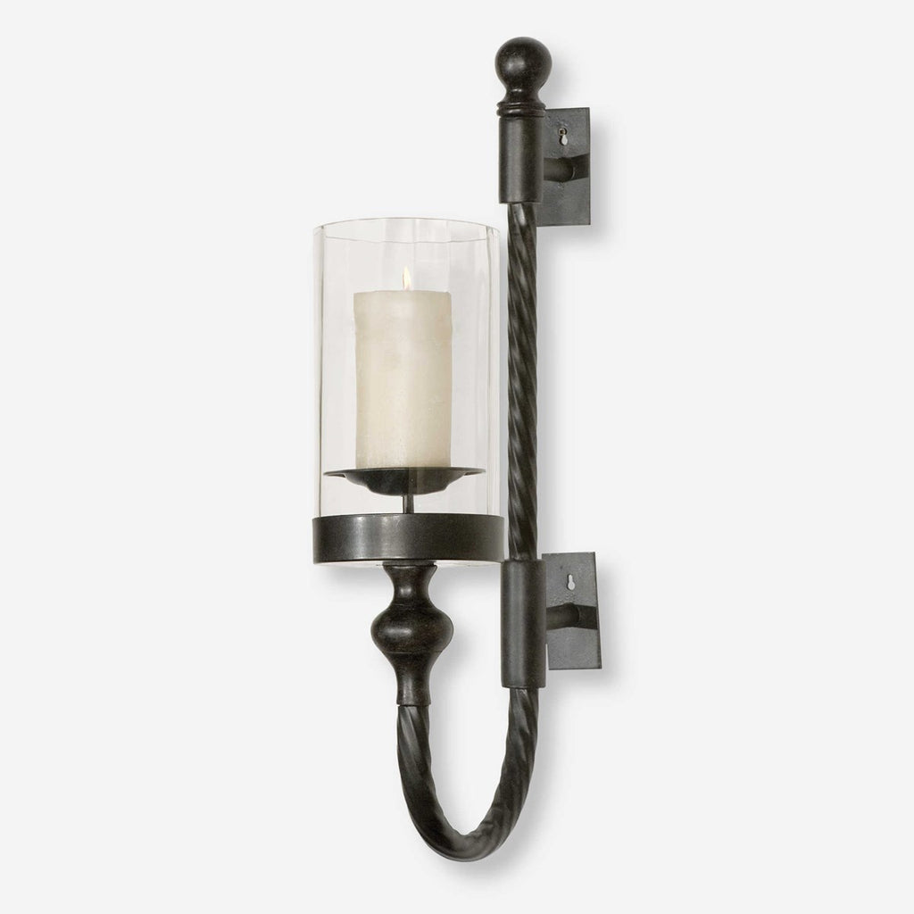 Garvin Twist Metal Sconce With Candle - Bombay Mercantile