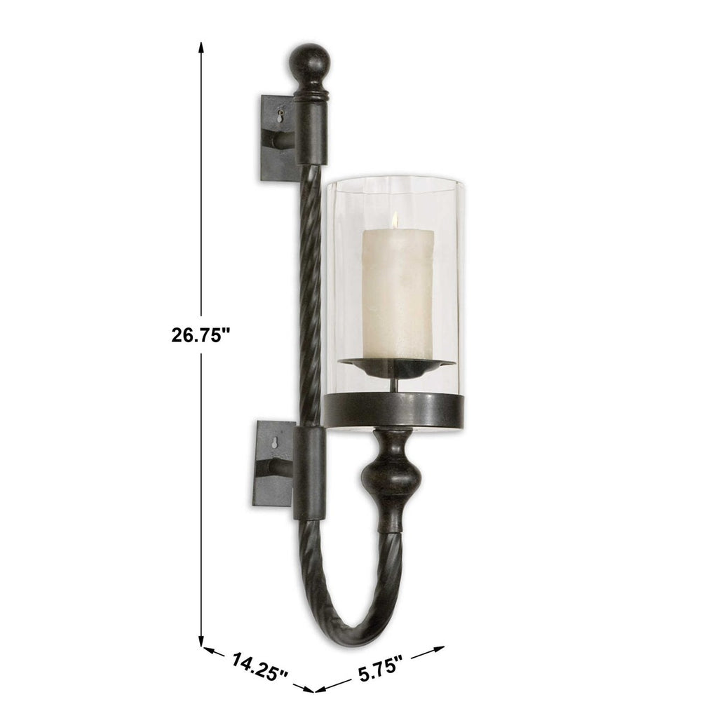 Garvin Twist Metal Sconce With Candle - Bombay Mercantile