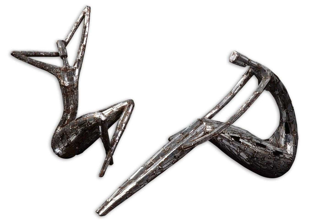 Dahy Antique Silver Statues, Set of 2 - Bombay Mercantile