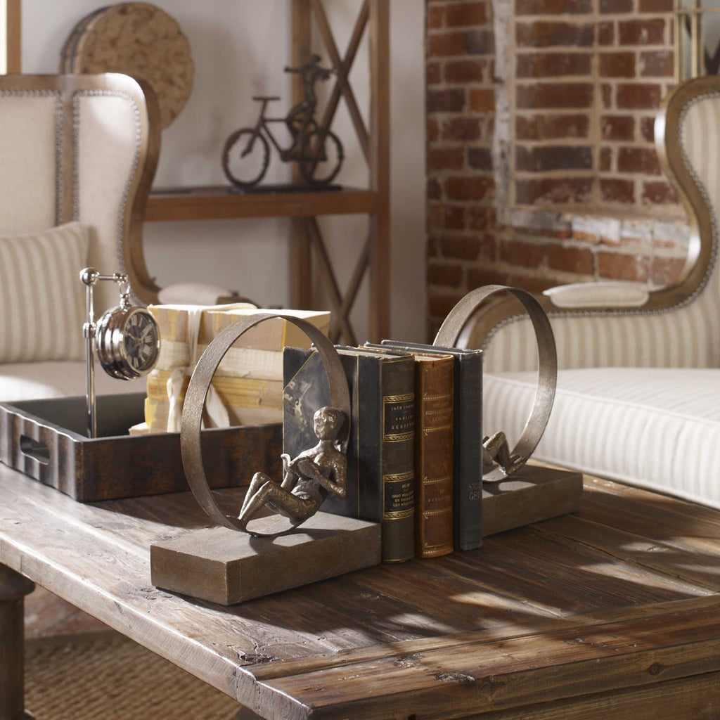 Lounging Reader Antique Bookends Set of 2 - Bombay Mercantile