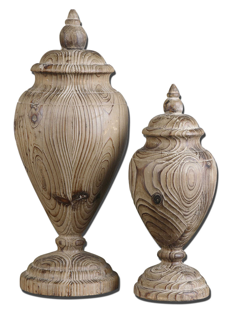 Brisco Carved Wood Finials, Set of 2 - Bombay Mercantile