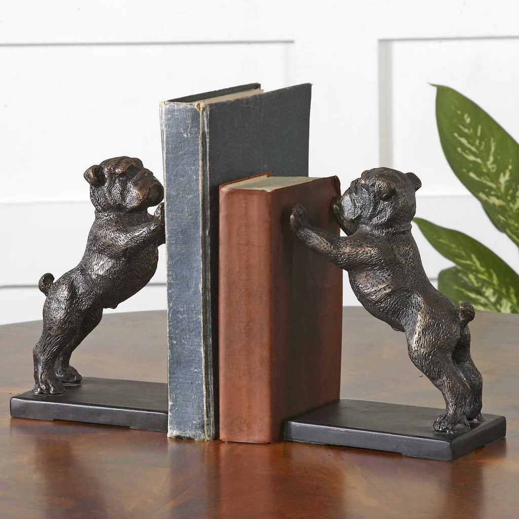 Bulldogs Cast Iron Bookends, Set of 2 - Bombay Mercantile
