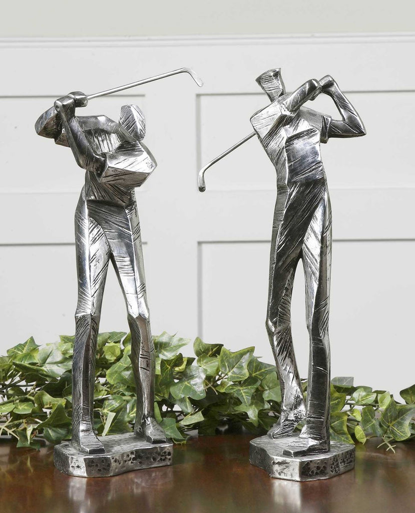 Practice Shot Metallic Statues, Set of 2 - Bombay Mercantile
