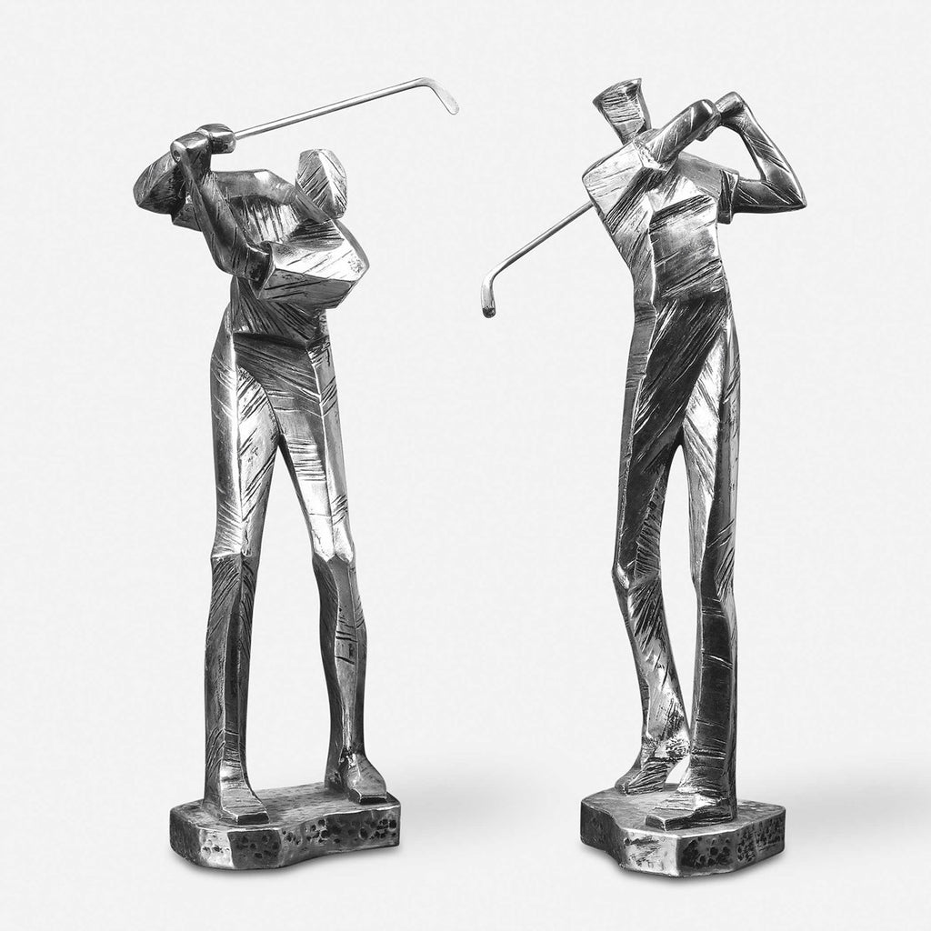 Practice Shot Metallic Statues, Set of 2 - Bombay Mercantile