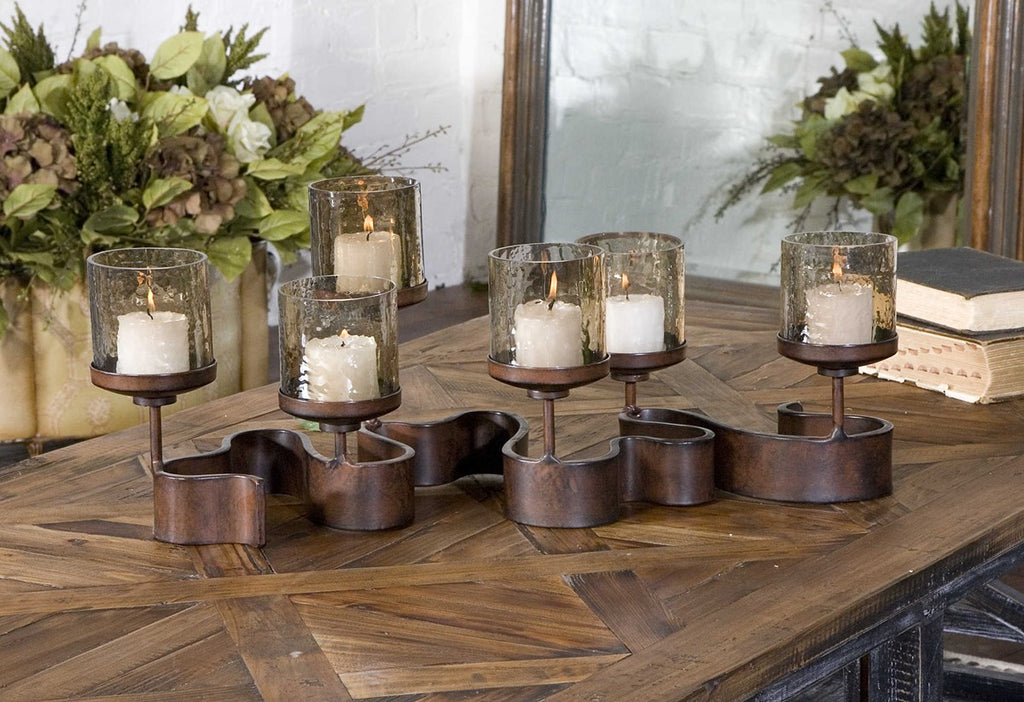 Ribbon Metal Candleholders - Bombay Mercantile