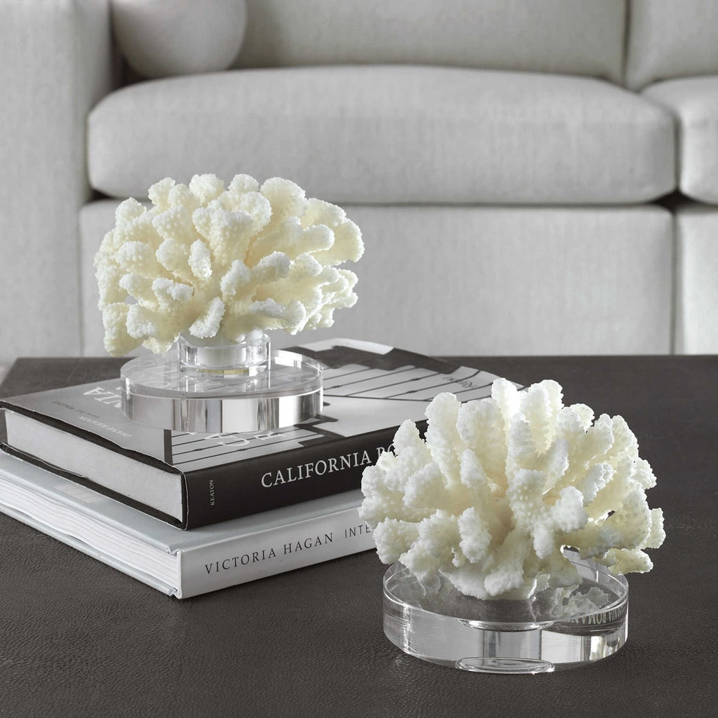 Hard Coral Sculptures, Set of 2 - Bombay Mercantile