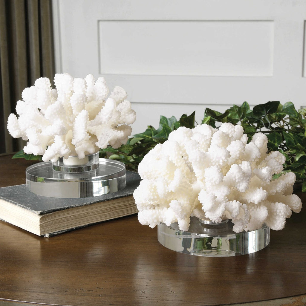 Hard Coral Sculptures, Set of 2 - Bombay Mercantile