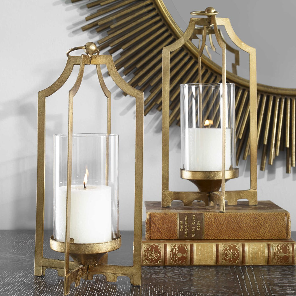 Lucy Gold Candleholders Set of 2 - Bombay Mercantile