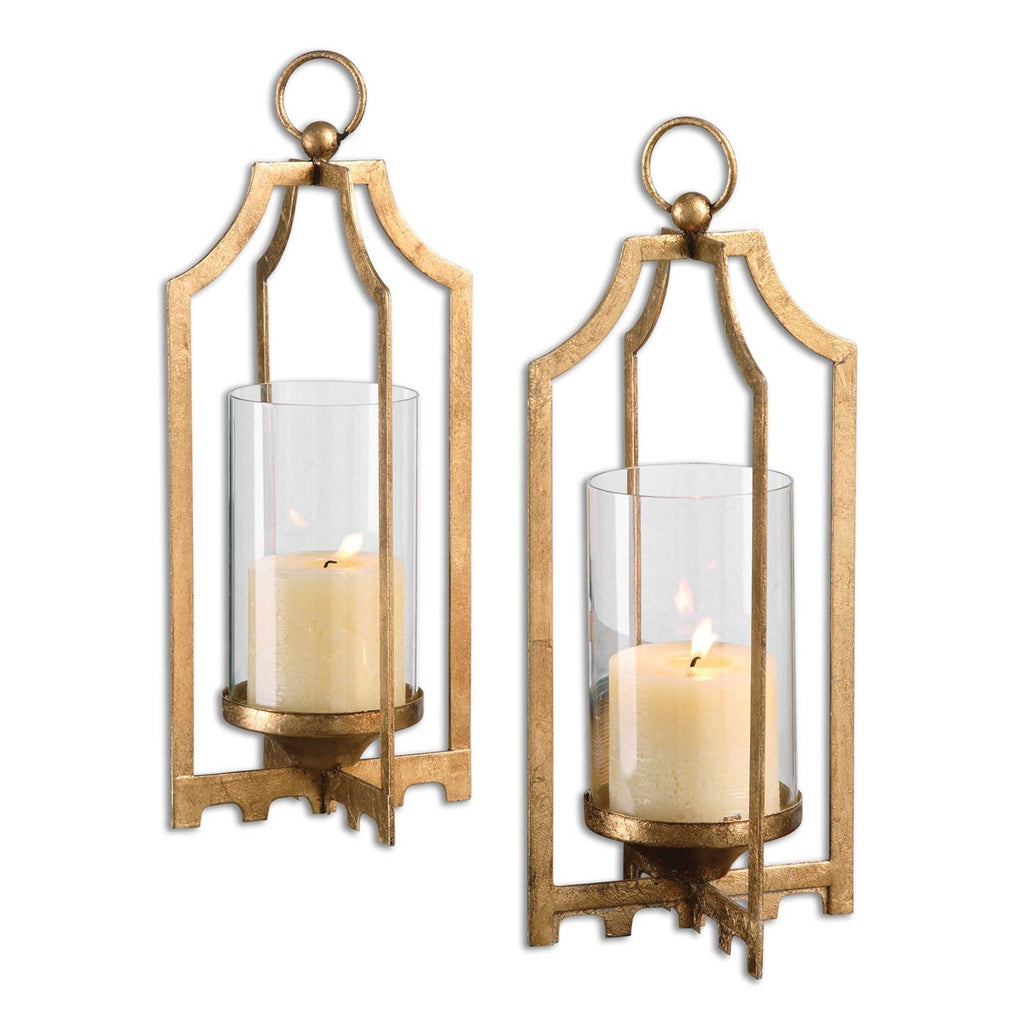 Lucy Gold Candleholders Set of 2 - Bombay Mercantile